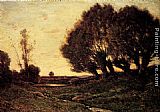 Famous Wooded Paintings - A Wooded Landscape With A Stream